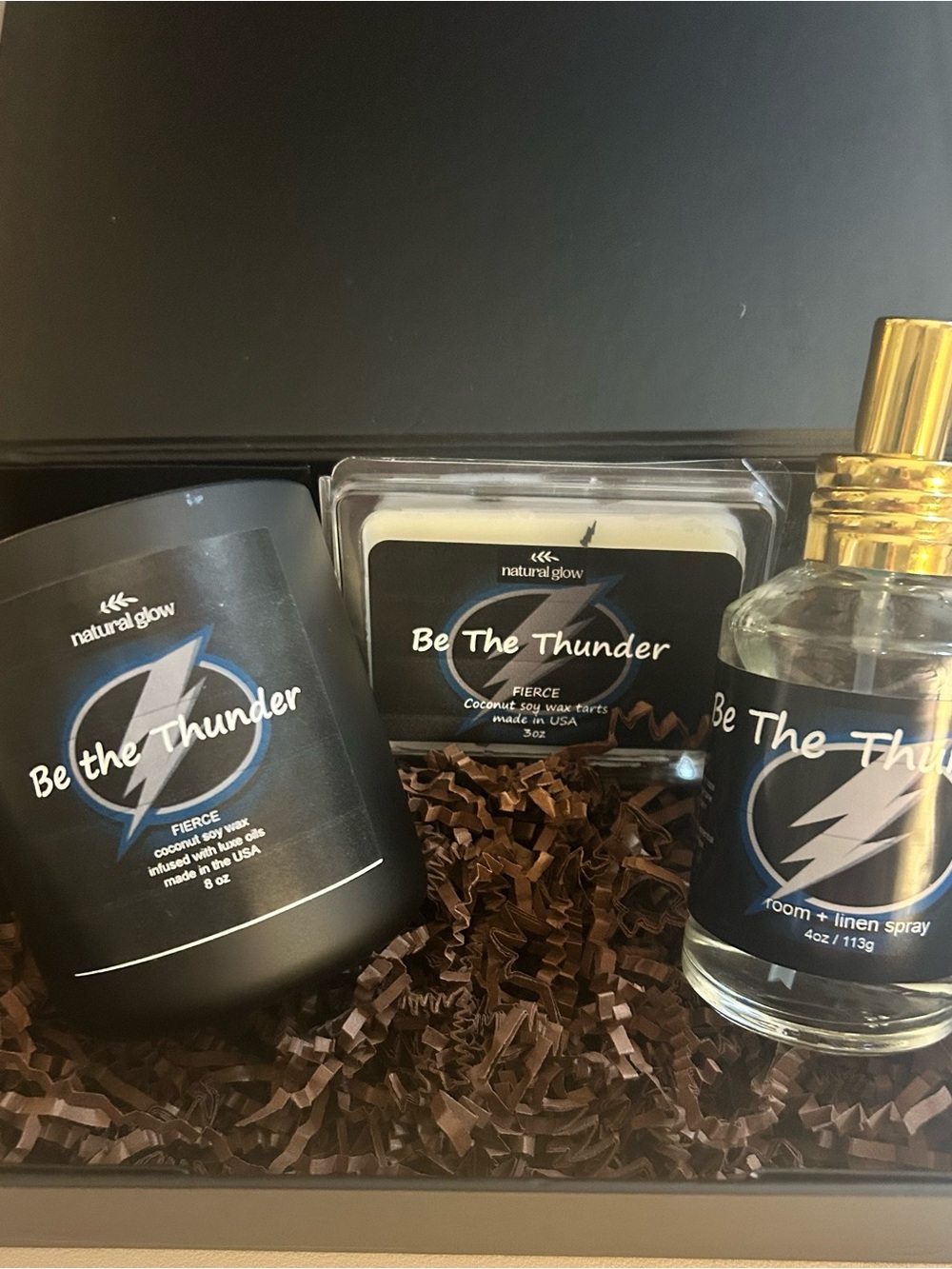"Be The Thunder" candle gift set  - Black